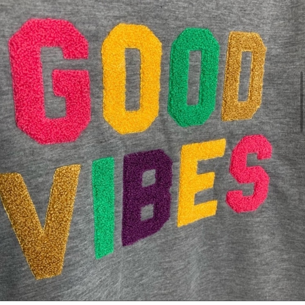 Simply Southern Good Vibes Warmy Sherpa Lined Sweatshirt Dress, Gray, Size XL - Picture 3 of 8